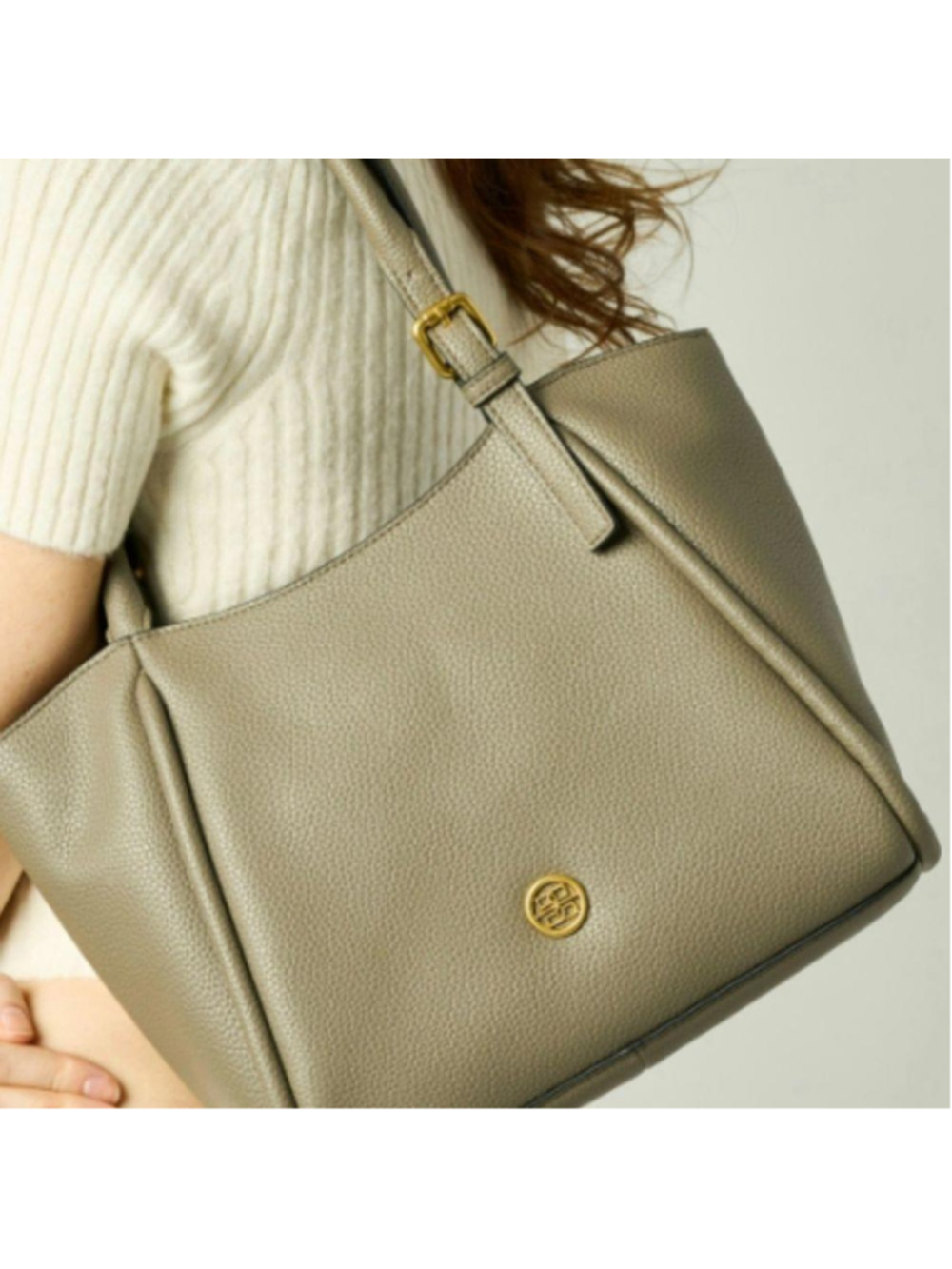 Bolvaint Gray Leather Tote Shoulder Bag - Picture 7 of 16